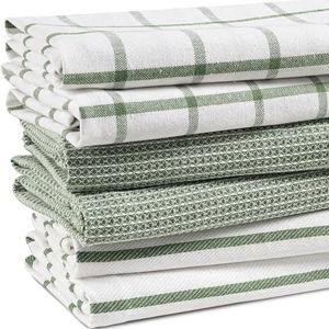 LANE LINEN Cotton Kitchen Towels Set, 6-Pack – Absorbent, Quick-Drying Dish Towels, 18" x 28", Premium Hand and Tea Towels - Olive