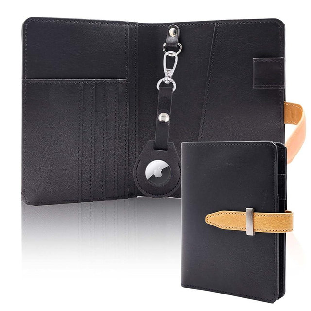 Deziliao AirTag Passport Holder for Men and Women, Cute Passport Wallets with Airtag Slot, Mulit-purpose RFID Blocking Passport Holder AirTag Wallet, Travel Wallet Passport Cover Case（Black）