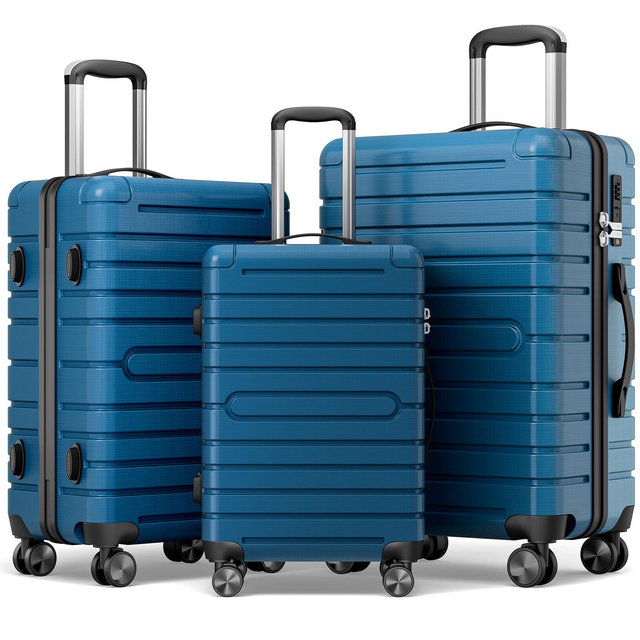Holiday Travel Gift 3-Piece Luggage Set with PC+ABS Hardshell, TSA Lock, YKK Zippers, – Black Friday & Christmas Deal