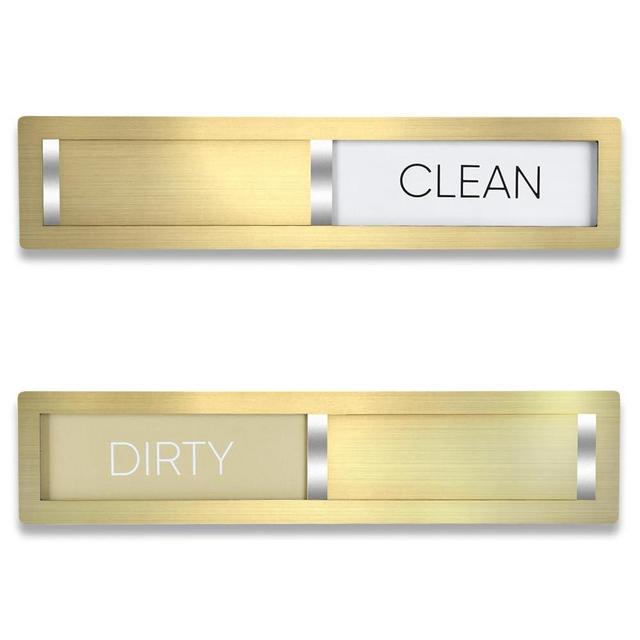 HYF DESIGN Dishwasher Magnet Clean Dirty Sign,Premium Stainless Steel Grade 304,Strong Magnet,Extra Adhesive Tapes, Fit for All DishWashers (Golden-03)