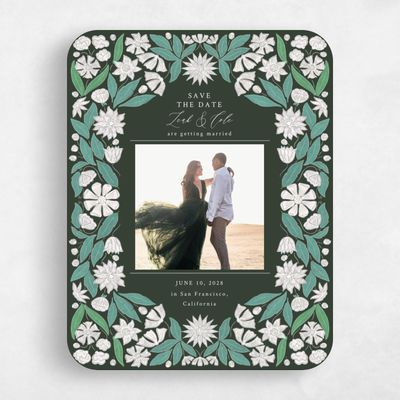 Green Rounded Wedding Save the Date - Juliet Photo