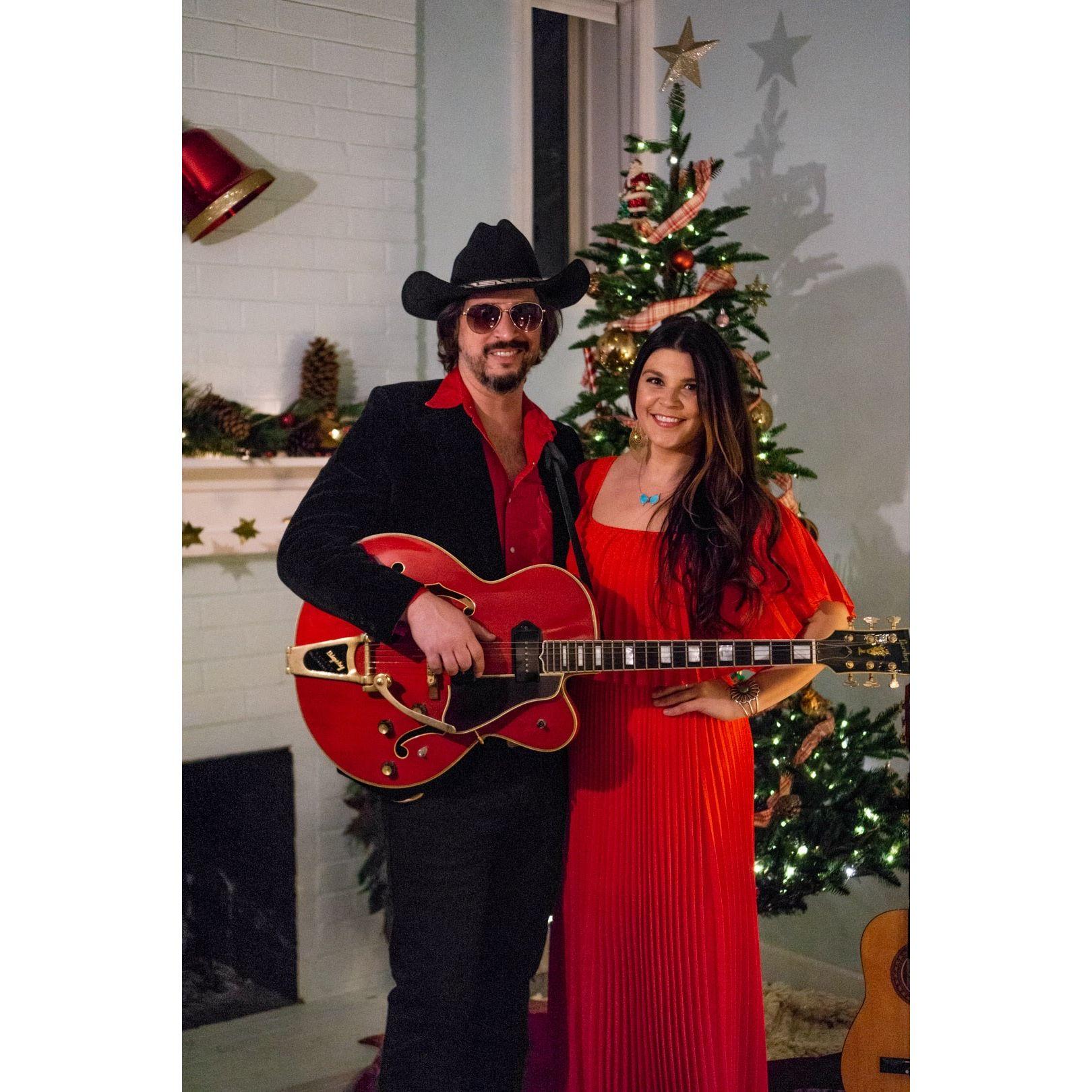 Filming our music video for "Its Beginning To Look a Lot Like Christmas"