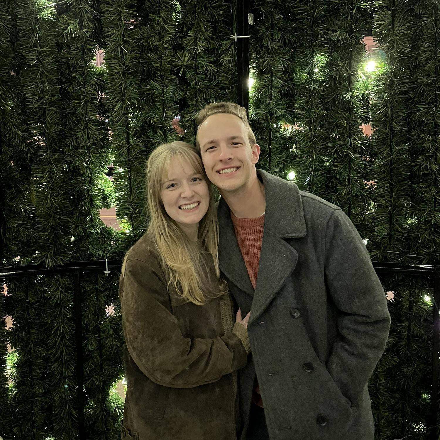 Our 2nd Christmas together actually INSIDE a Christmas tree in downtown Kennesaw!