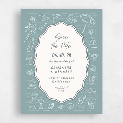 Blue Destination Wedding Save the Date - Mare Portrait
