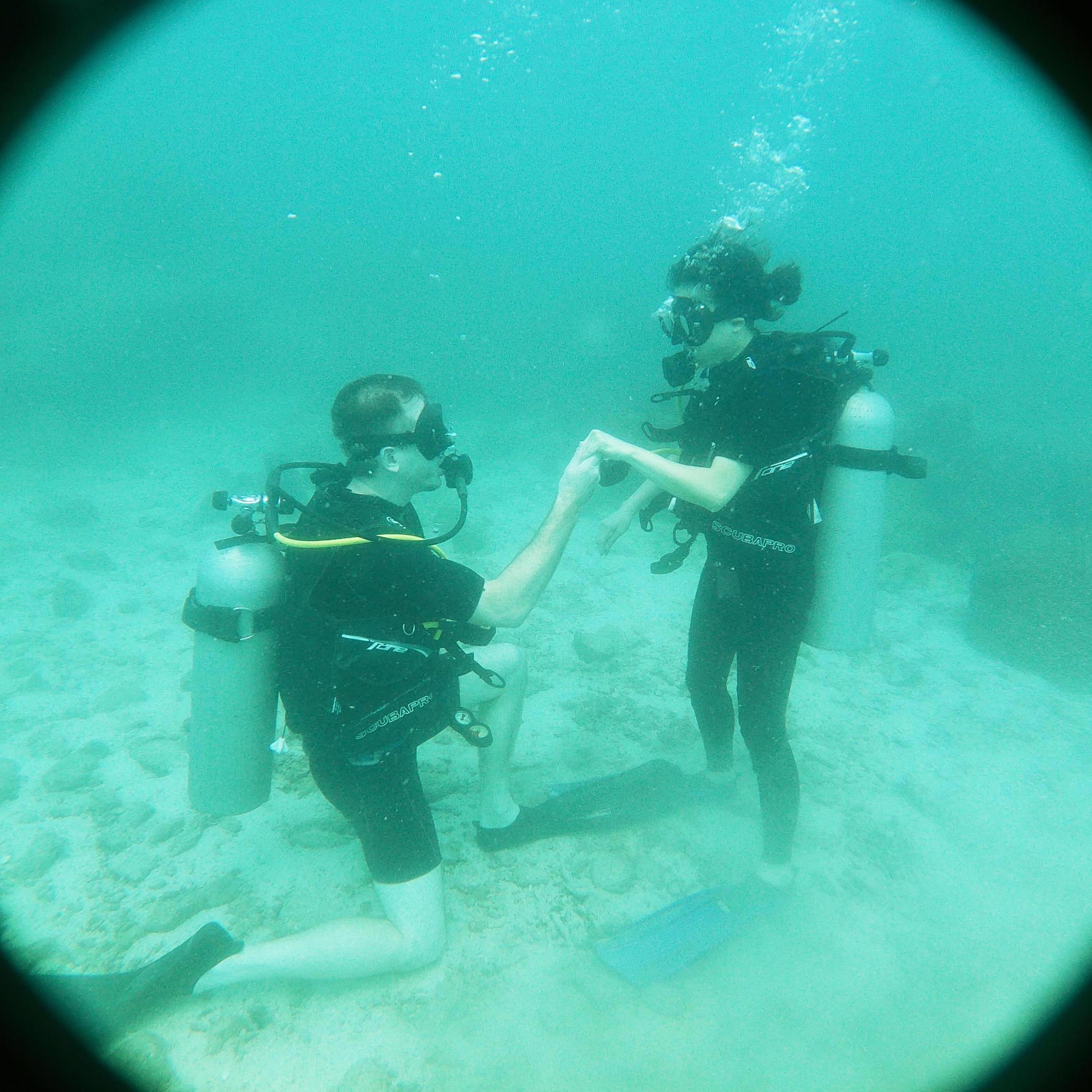 His proposal under the water, Samui, Thailand