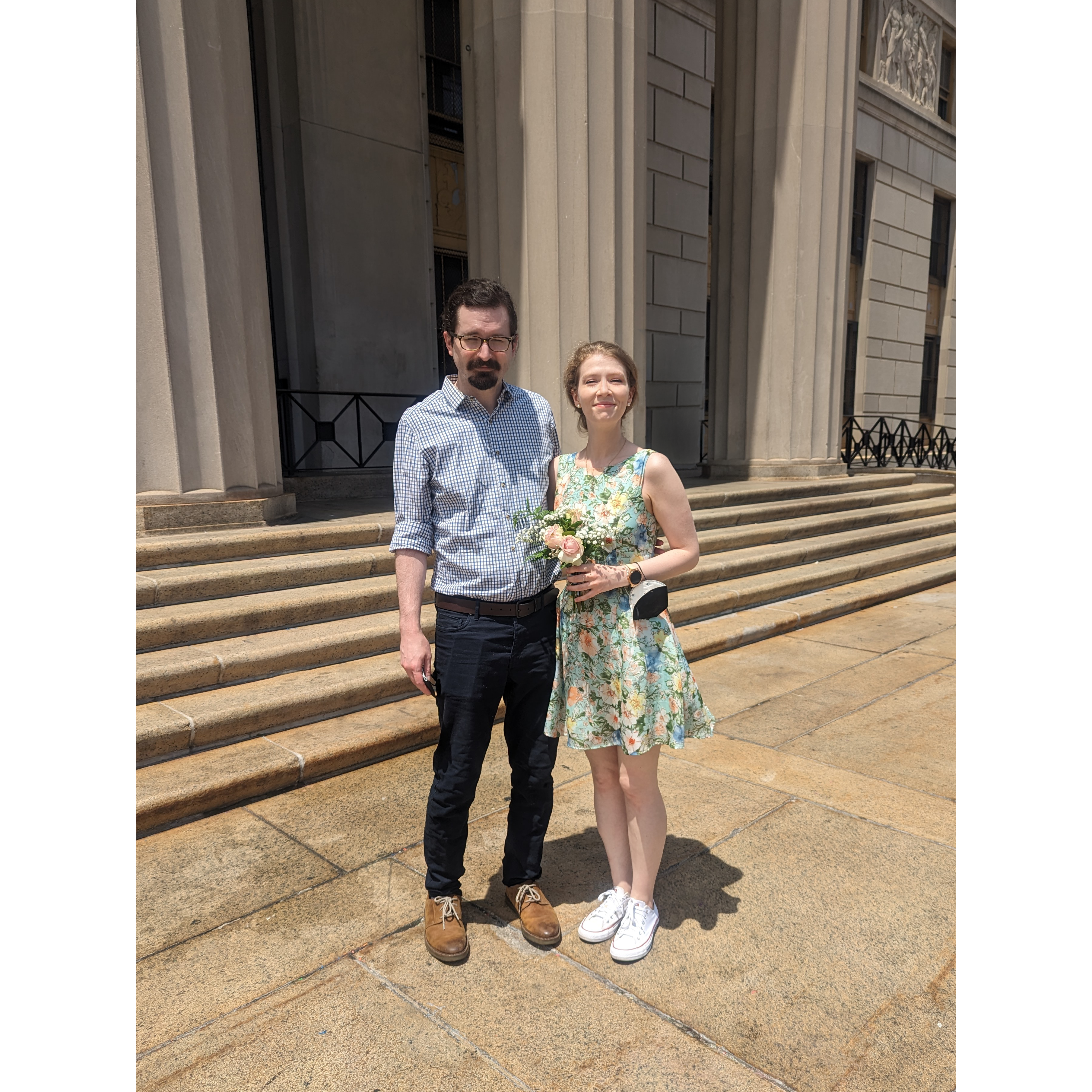 Outside the City Clerk's Office on the day we signed the paper!