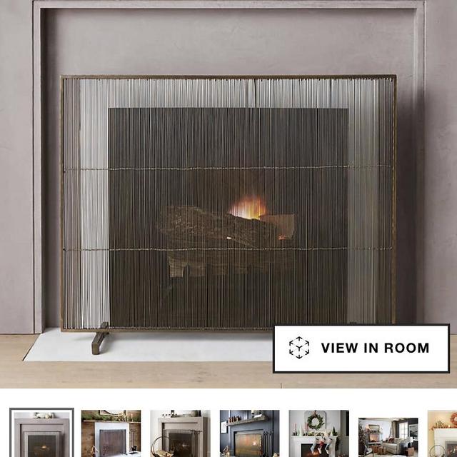 Antiqued Brass Fireplace Screen