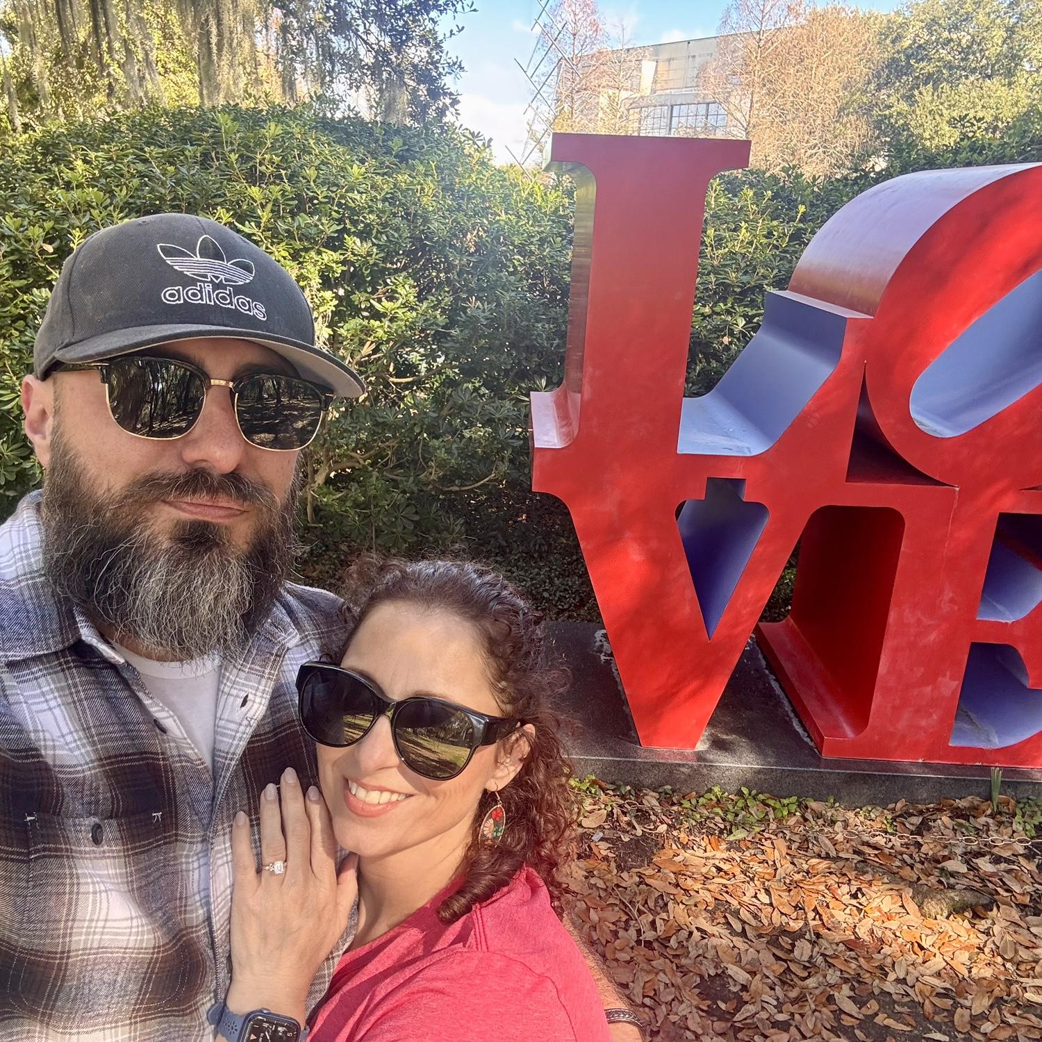 Celebrating our in engagement with a walk through the sculpture garden at city park.