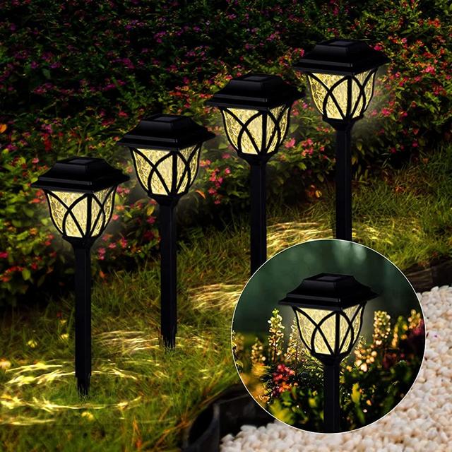 LAUREL CANYON 6 Pack Garden Solar Path Lights, Outdoor Solar Walkway Lights with LED Light Bulbs for Garden, Lawn, Pathway, Yard, Driveway