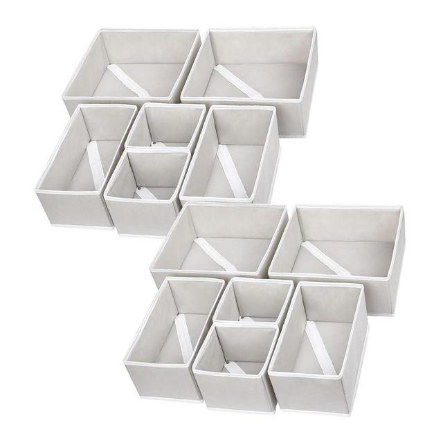 Vtopmart 12Pack Drawer Organizer for Clothes, Underwear Drawer Organizer Bins, Foldable Fabric Closet Storage Organizers, Dresser Drawer Dividers for Baby Clothing, Bra, Socks, Ties, Scarf