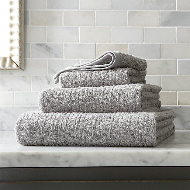 Ribbed Grey Bath Towels