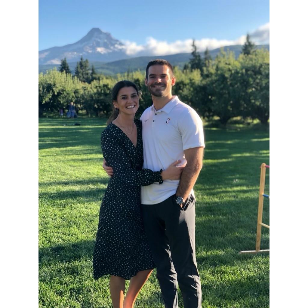 At the base of Mount Hood post-game at Billy and Michelle's beautiful wedding outside Portland. Thank you to my former employer for the polo!