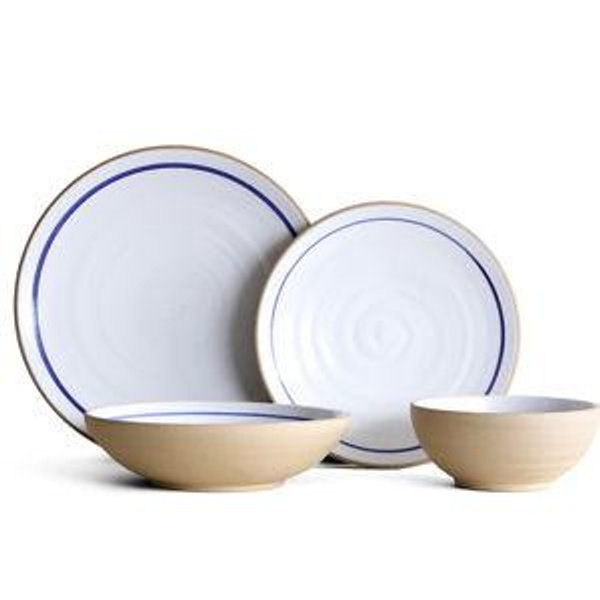 Toasted | Blue Banded - Coupe 4-Piece Place Setting