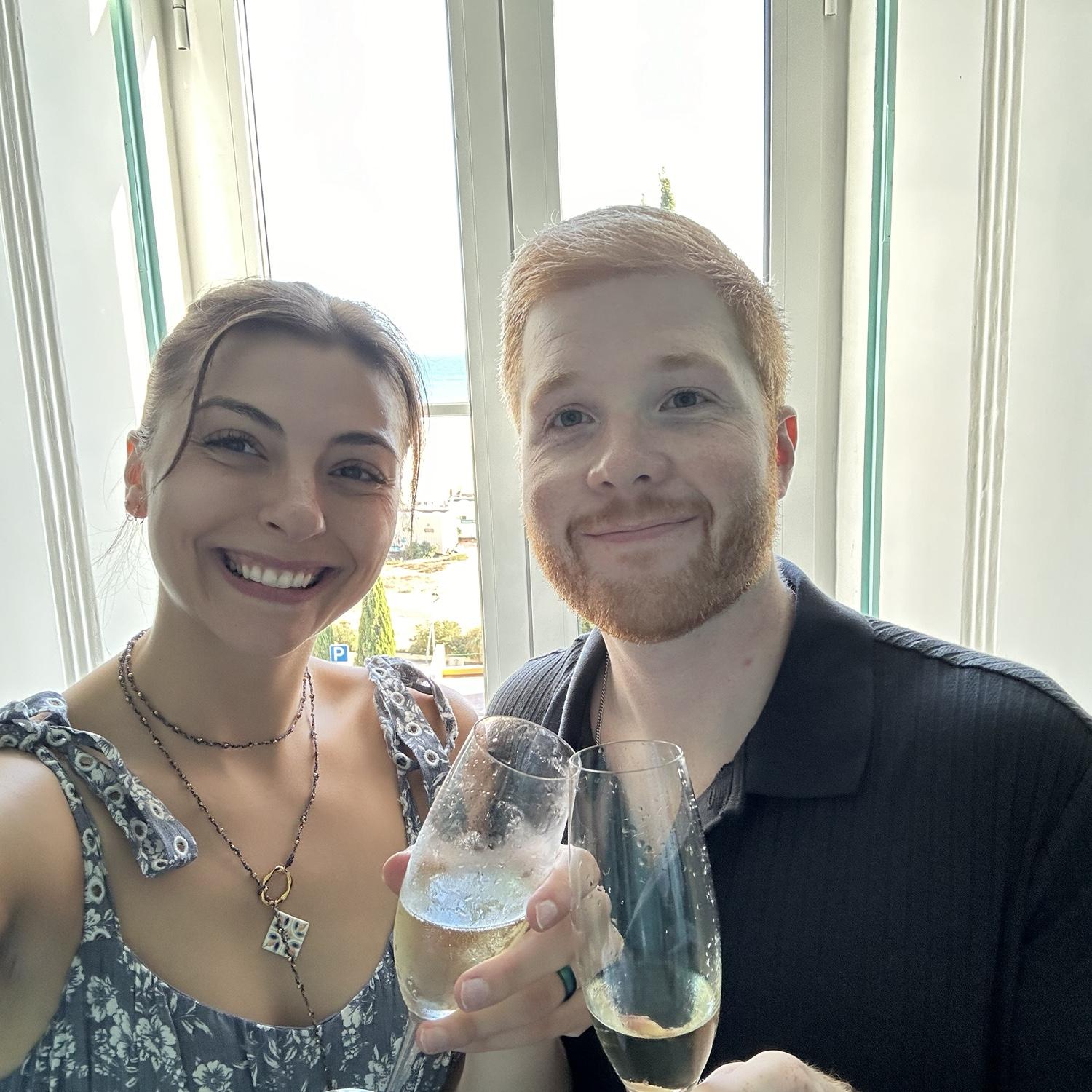 A champagne welcome for the honeymooners