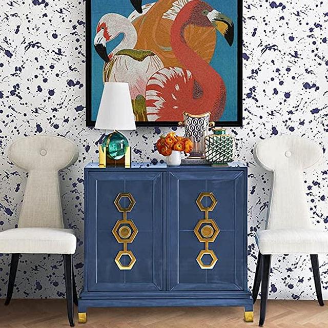 RUGGABLE x Jonathan Adler Runner Rug - Perfect Modern Washable Rug for Entryway Hallway Kitchen - Child Friendly - Stain & Water Resistant - Inkdrop Lapis Blue 2.5'x10' (Cushioned Pad)