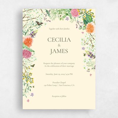 Cream, Beige Wedding Invitation - Rosalind Portrait