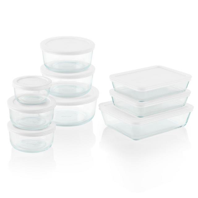 Pyrex®18-piece Glass Food Storage Container Set with White Lids