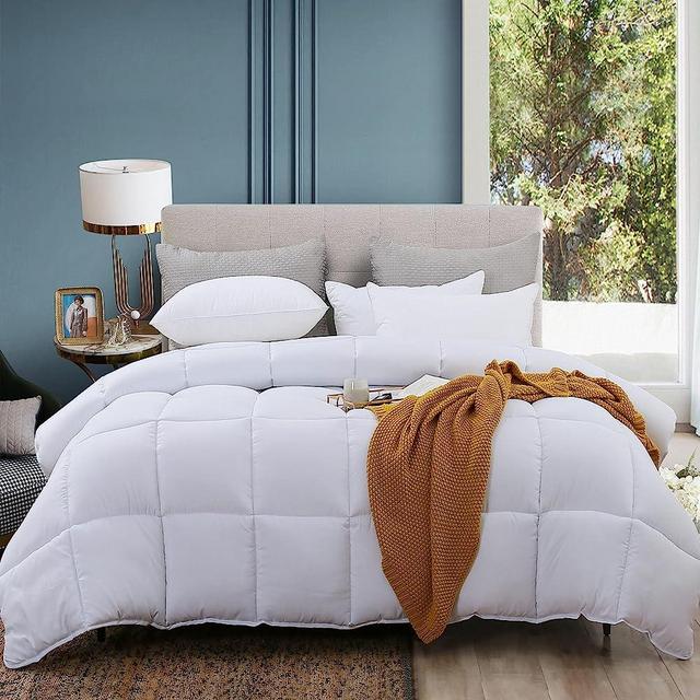 ABOUTABED Queen Bedding Comforter Duvet Insert - All Season Goose Down Alternative - Ultra Soft Quilted Comforters with Corner Tabs- Hotel Collection Machine Washable