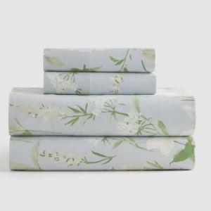 Organic Crisp Percale Floral Sheet Set - Blue Garden, King