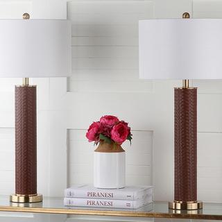 Ollie Faux Woven Leather Table Lamp, Set of 2