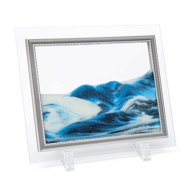 Coitak Moving Sand Art Picture, Sandscape, Moving Desktop Art for Home Decor and Office, Medium Size 9x7"(blue)