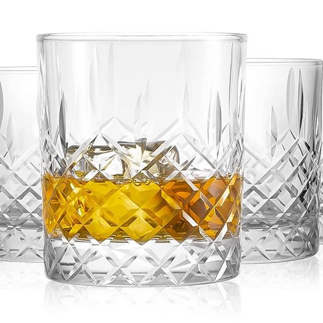 Premium Hand Cut Whiskey Glasses (13 OZ, Set of 4) - Handmade Double Old Fashioned Scotch Glasses - Gift for Bourbon Lovers - Style Glassware for Rum - 4 Rocks glasses in Gift Box