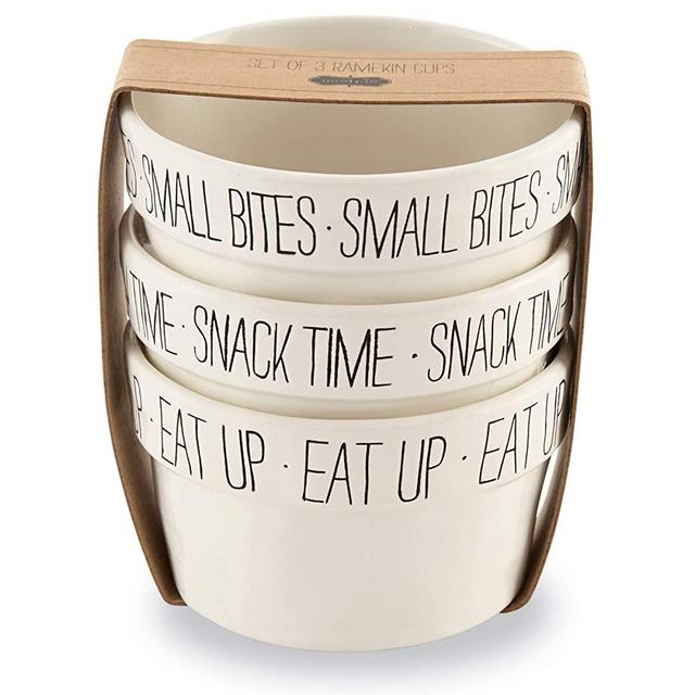 Mud Pie Small Bites Ramekin Set of 3, 2" x 3 1/2" dia, WHITE