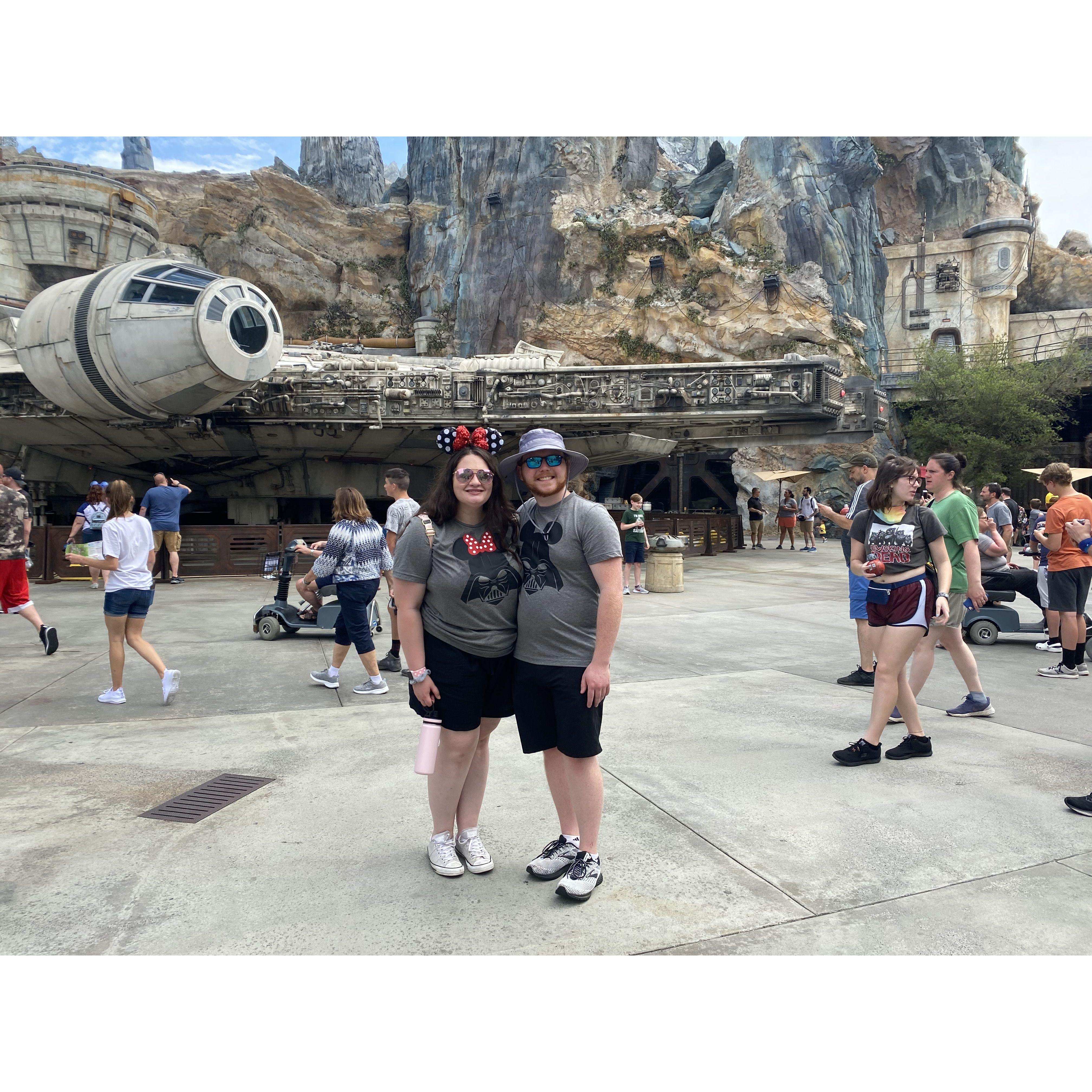 In front of the millenium falcon in Disney!