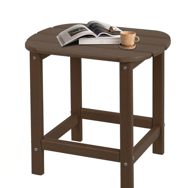 Plawdlik Adirondack Side Table,HDPE Weather Resistant,Wooden Textured for Adirondack Chairs,Patio,Garden, Porch, Backyard Use, Coffee