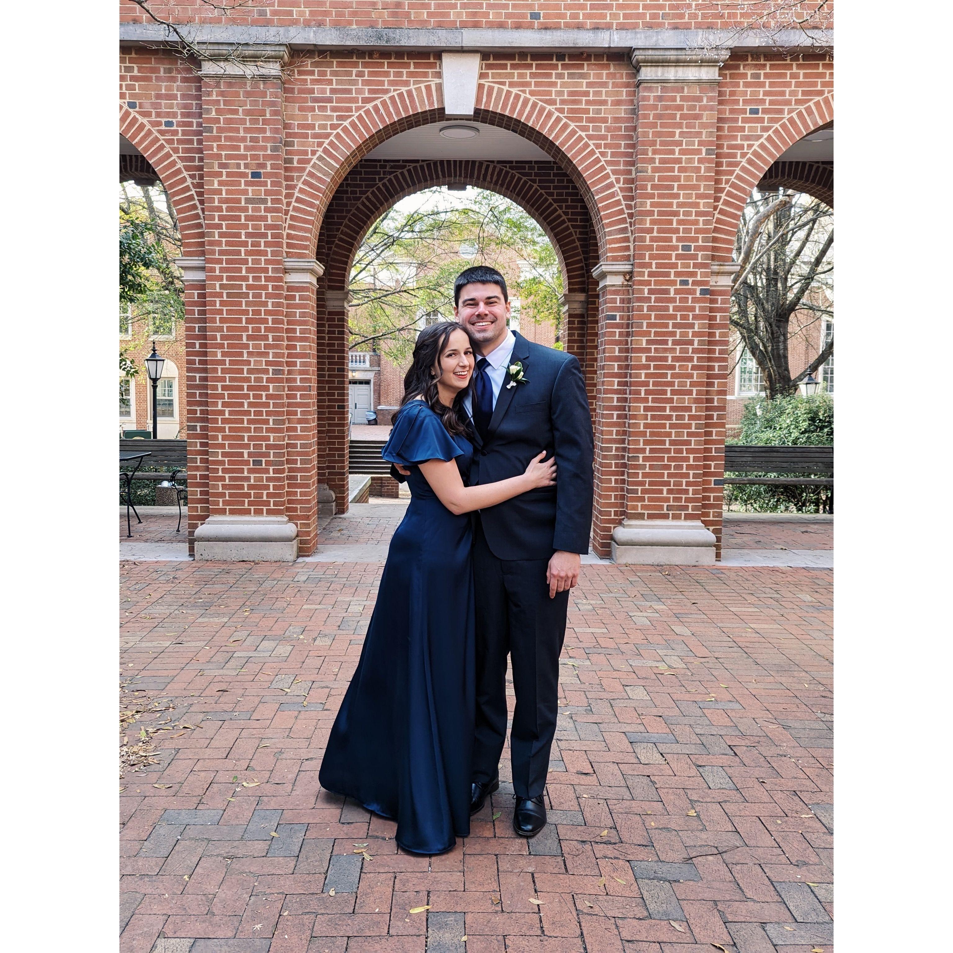 We were both in the bridal party for Gracie and Timmy's wedding in January 2023! They are dear friends from Davidson College.