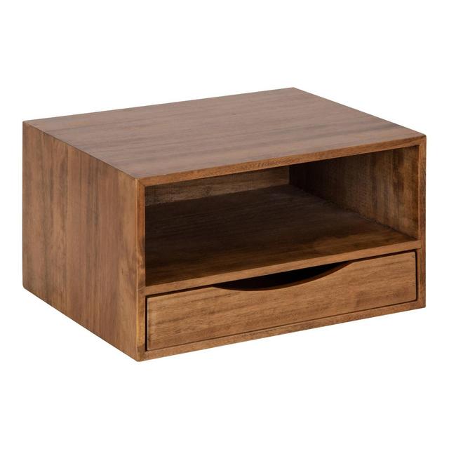 12.5" x 10" x 7" Hutton Floating Wall Shelf with Drawer Rustic Brown - Kate & Laurel All Things Decor