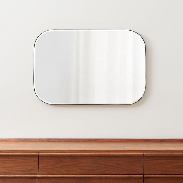 Edge Brushed Nickel Rounded Rectangle Mirror