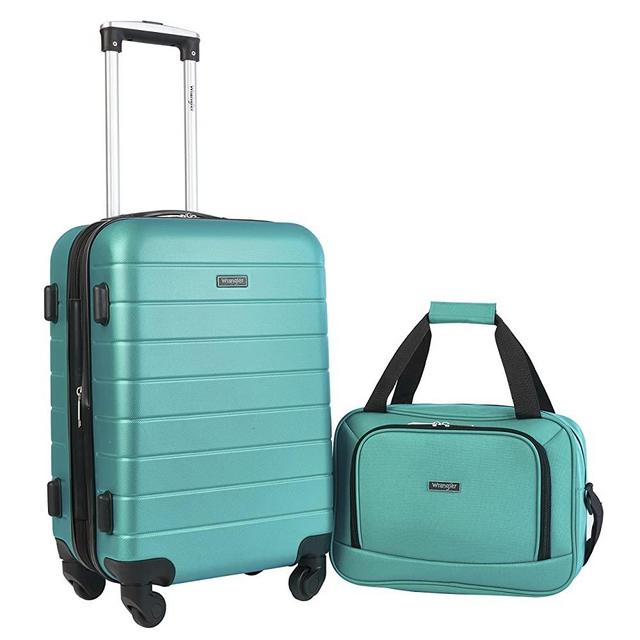 Wrangler El Dorado Lugggage Set with Cup Holder and USB Port, Teal, 2 Piece