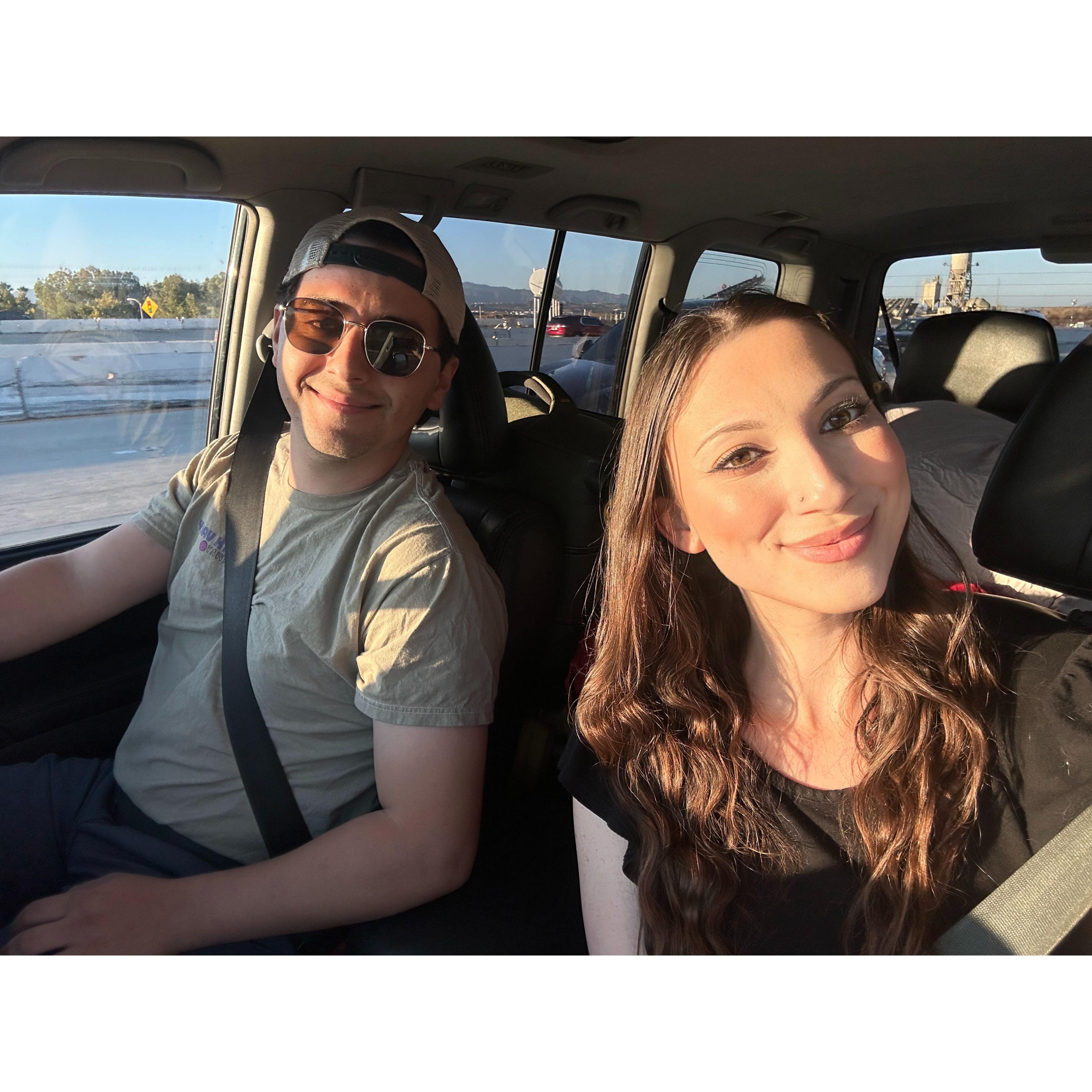 On our way to the campsite we'd soon be getting engaged at...