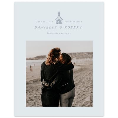 Blue Wedding Digital Save the Date - Rustic Church Photo