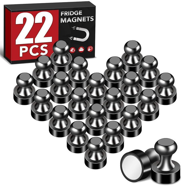 TOP MAGNETS Fridge Magnets Refrigerator Magnets Strong, Black 22Pcs Strong Magnet,Magnets for Fridge,Small Magnets for Whiteboard,Kitchen Magnets for Refrigerator,Tiny Magnets for Locker Accessories
