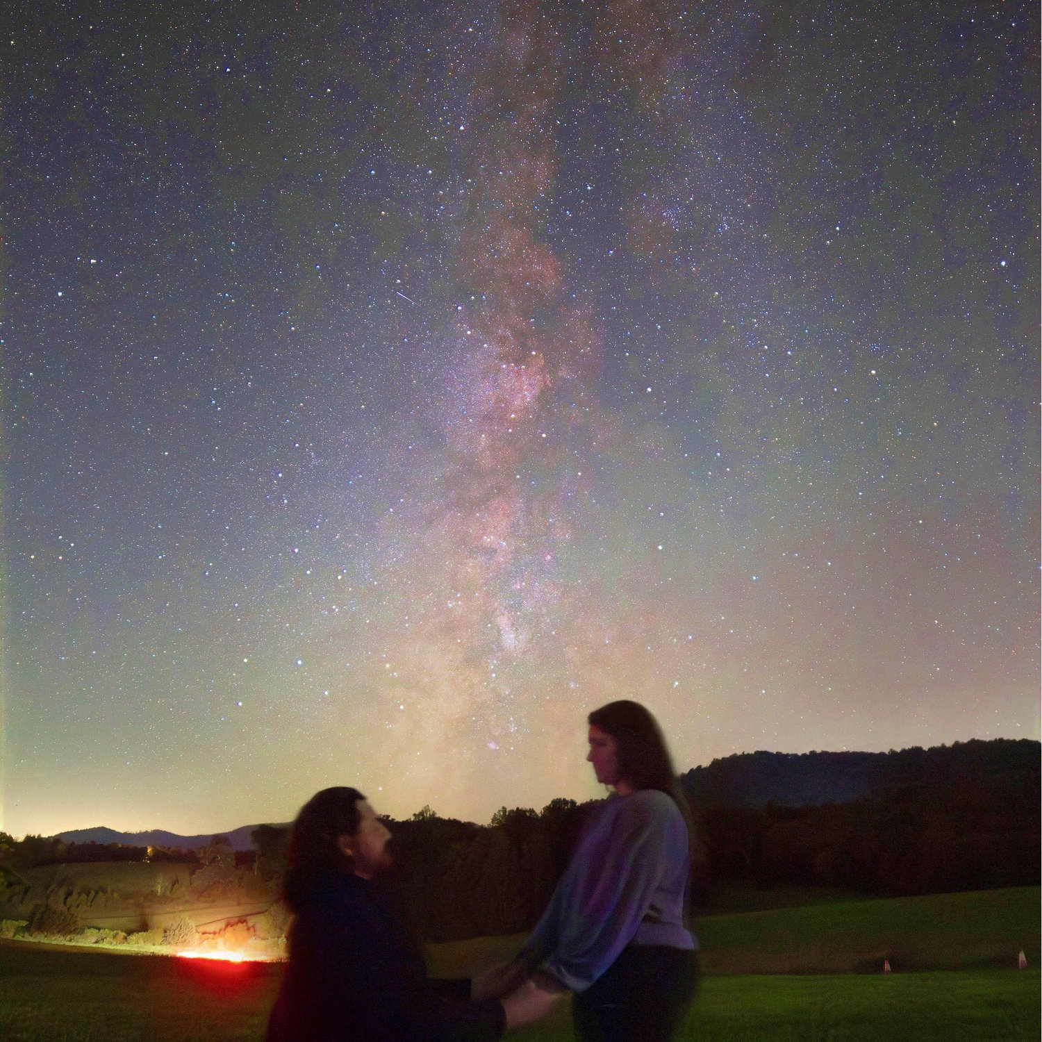 The night after Pete and Heather got engaged in Virginia. They met a lovely group of astronomers, one who took this beautiful long-exposure photo.