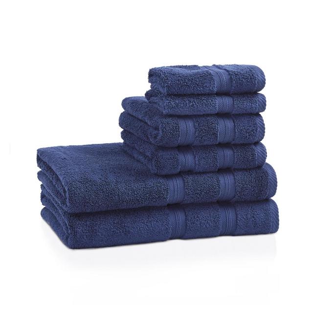 Modern Smart Dry Absorbent Zero-Twist 6-Piece Towel Set, Navy Blue by Blue Nile Mills