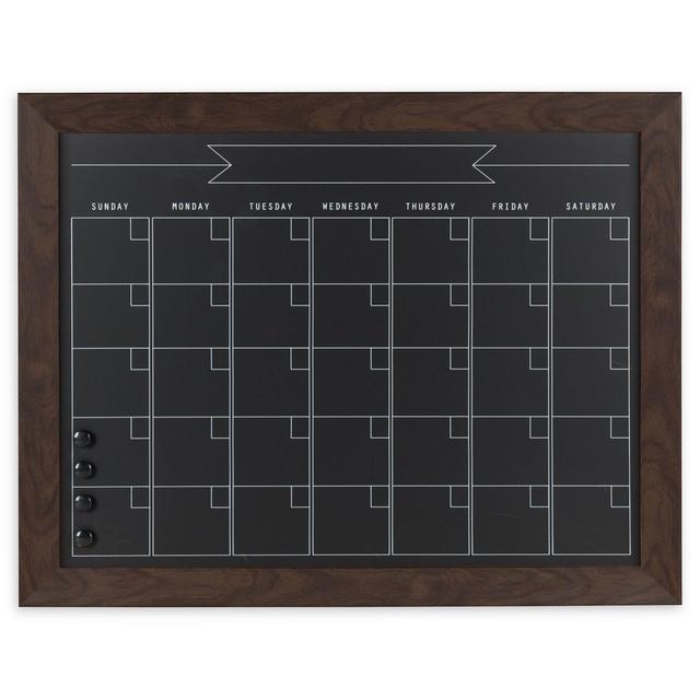 Kate and Laurel Beatrice Framed Chalkboard Calendar in Brown