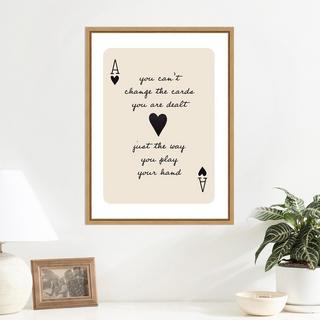 Ace of Heart Cards Positive Quote Print Framed Canvas Wall Art