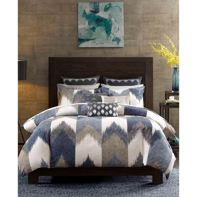 INK+IVY Alpine Cotton Reversible Full/Queen Chevron Stripe Print Duvet Mini Set