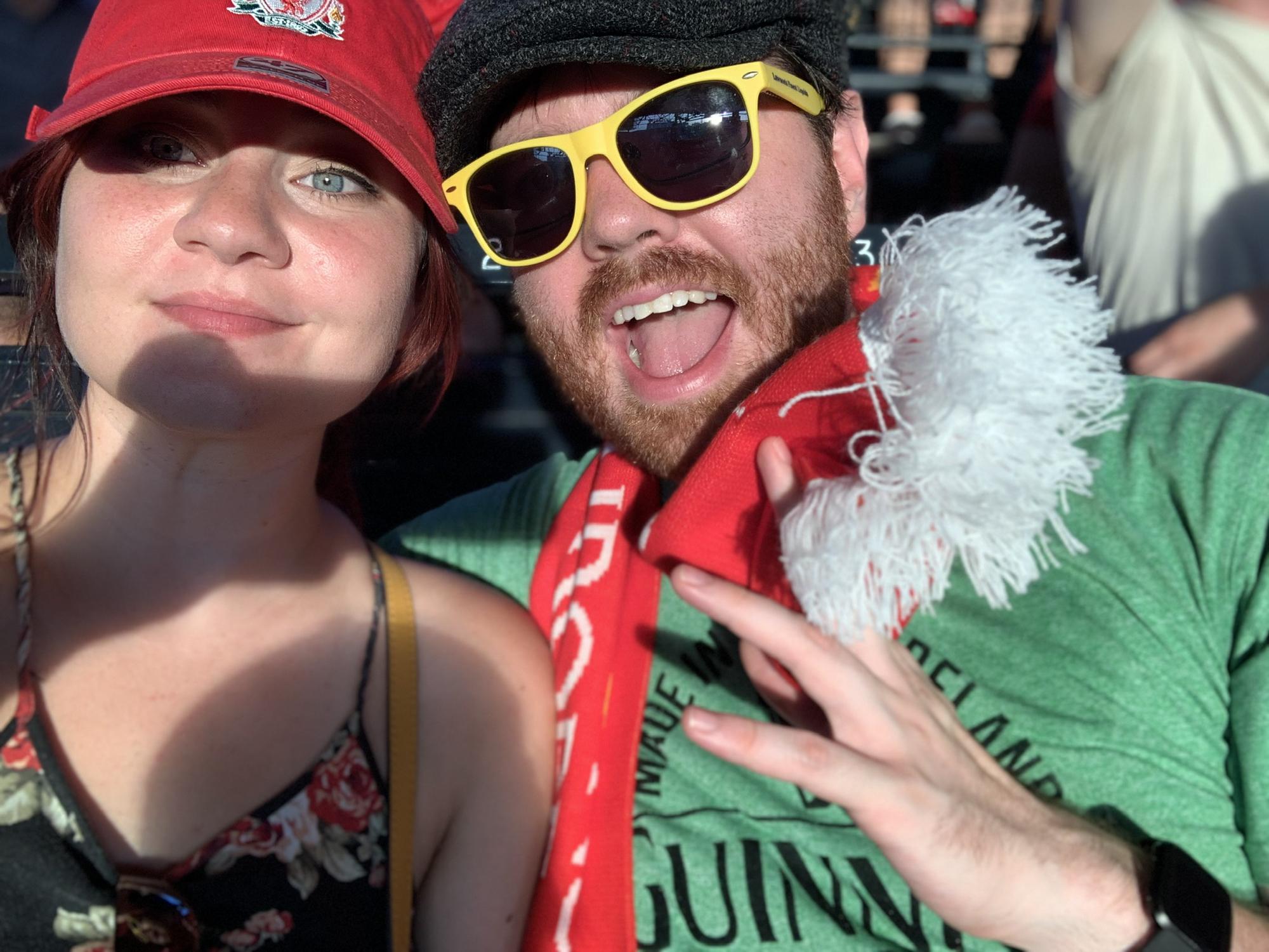At a futbol game!