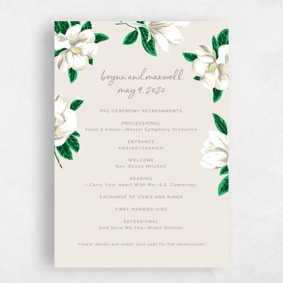 White Standard Wedding Program - Morningside