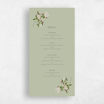 Olive Sage, Green Wedding Menu - Malyly