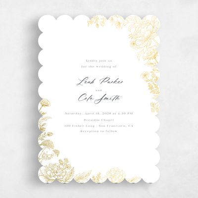 White Scalloped Wedding Invitation - Vicenza Classic Foil