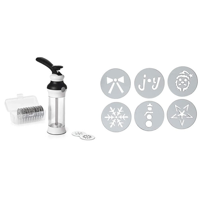 OXO Good Grips 14-Piece Cookie Press Set + OXO Good Grips Cookie Press Holiday Disk Set