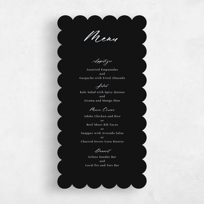 Black Scalloped Wedding Menu - Uzes