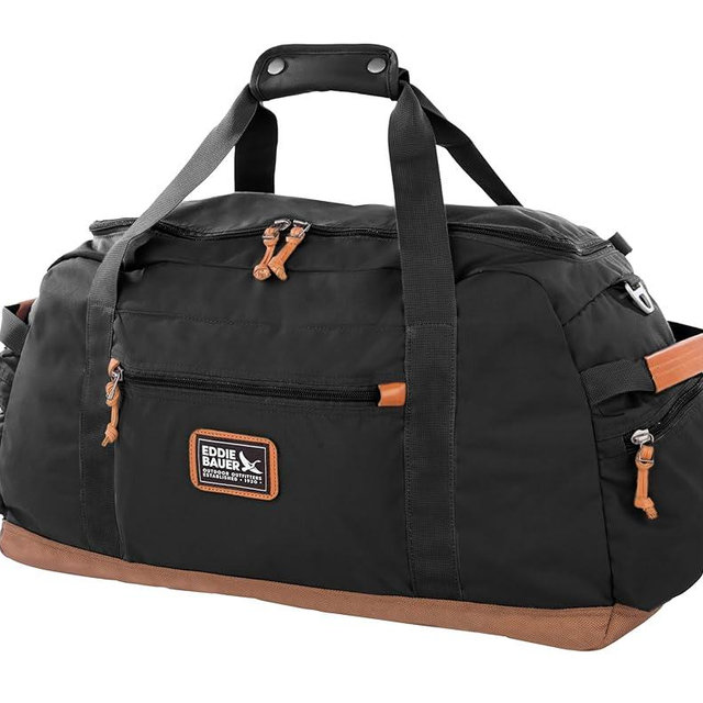 Eddie Bauer Bygone Duffel Weekend Travel | Lightweight | Rugged Polyester/Nylon | U-Shaped Main Compartment, Black, 45L