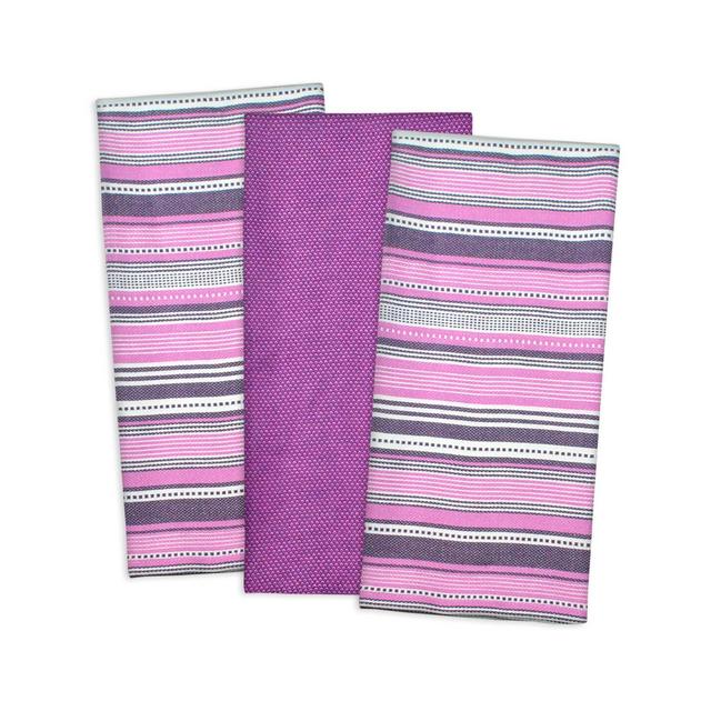 3pk Urban Striped Kitchen Towels Eggplant - Design Imports