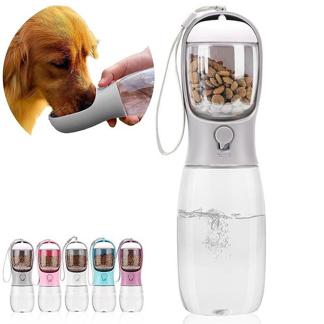 AVELORA Dog Water Bottle,Portable Pet Water Bottle with Food Container,Outdoor Portable Water Dispenser for Cat,Puppy,Pets for Walking,Hiking,Travel,Puppy Essentials,Dog Stuff(19oz)